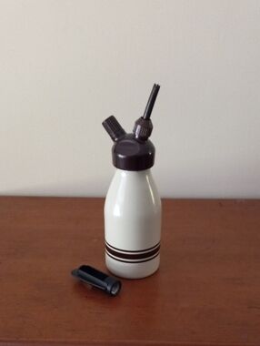 Vintage Classic Cream and Brown Siphon Whipped Cream Dispenser Bottle